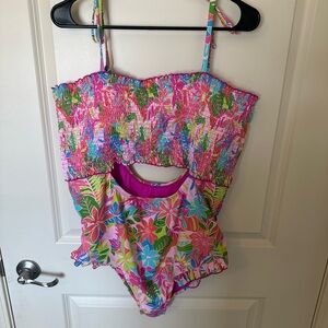 NWT Power 2 the Flower colorful one piece with cut out